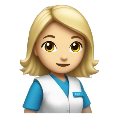 Girl pharmacy dispenser in blue uniform  sticker