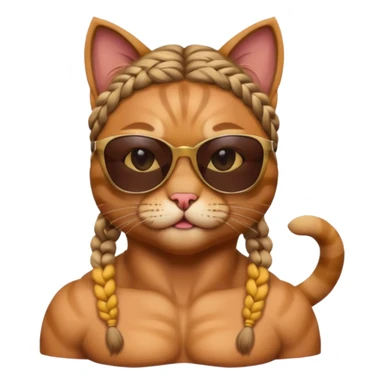 Bodybuilder cat with braids wearing sunglasses sticker