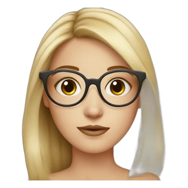 White girl with glasses and mole on chin sticker