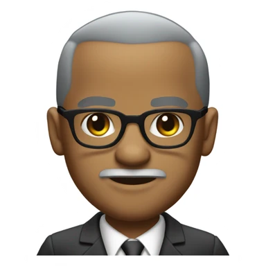 Malcolm x  with small round face and suit and glasses and buzz cut and small black eyes and small gray beard and small black eyes and wrinkled forehead sticker