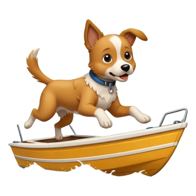 A dog jumping off a boat sticker