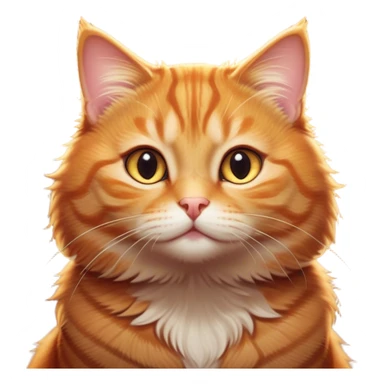 Cinematic Cute Ginger Tabby Cat Portrait Emoji, Round and plump body, soft orange-brown fur with dark tabby stripes, big, sparkling amber eyes, Simplified yet irresistibly adorable features, highly detailed, glowing with a warm, cozy glow, high shine, curious yet calm, stylized with a touch of whimsy, bright and endearing, soft glowing outline, capturing the essence of a mischievous yet lazy and lovable kitty, so cuddly it feels like it could waddle right out of the screen for a snuggle! sticker