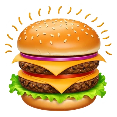 hamburger in the center with electron particles orbiting around it sticker