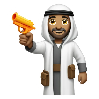 Arab man emoji pointing water gun sticker