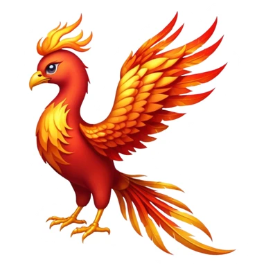 Cinematic Noble fierce & powerful Fire Phoenix Portrait Emoji, Poised and resplendent, with a radiant, fiery plumage in brilliant hues of scarlet, gold, and ember, featuring elongated, elegant tail feathers that flow like molten lava, and piercing, wise eyes reflecting the eternal cycle of rebirth; rendered with lifelike texture and luminous natural highlights, high shine, majestic and awe-inspiring, styled with an aura of mythic resurgence, focused and regal, soft glowing outline, capturing the essence of a legendary phoenix rising from the flames with timeless grace! sticker