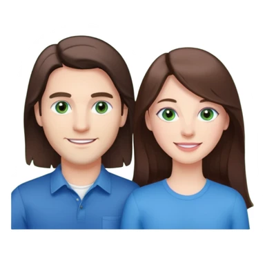 “A pink Polaroid-style photo of a couple: a white woman with long brunette hair and blue eyes, and a white man with short brunette hair and green eyes.” sticker