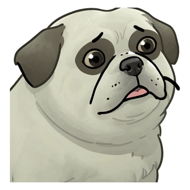 fat white shitzu with one black eye   sticker