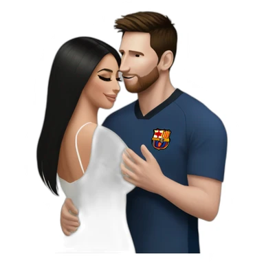 Messi giving a hug to Kim kardashian sticker