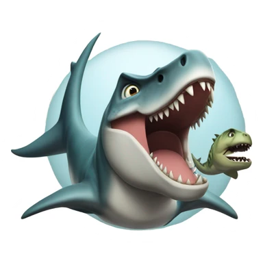 dinosaur riding a shark sticker