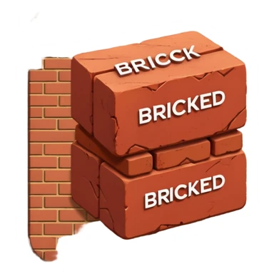 Two red bricks stacked on top of each other with the phrase bricked up across them sticker