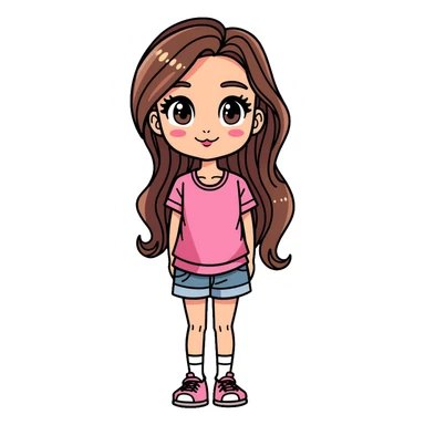 Girly girl with feminine features, long hair, cute outfit sticker