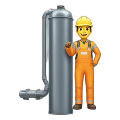 worker standing by a gas tube sticker