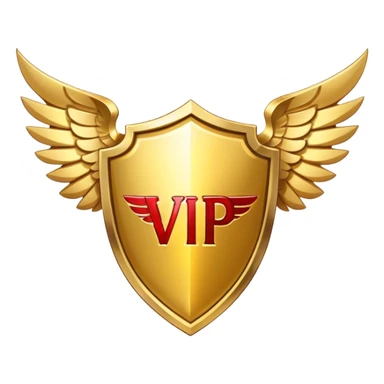 Gold shield with wings and VIP text in the center sticker