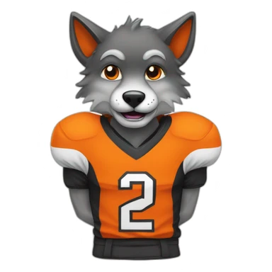 Mascotte de loup footballeur en orange et noir sticker
