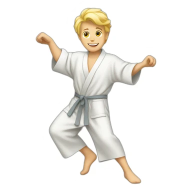 Blond White boy dancing in à grey bathrobe sticker