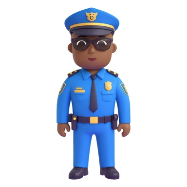 black male police officer, navy blue uniform, brown sunglasses, no hat, plain background sticker