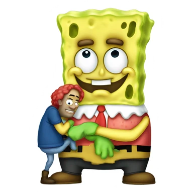SpongeBob kissing Mr Krabs sticker