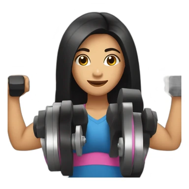 Latina with long black hair fair skin brown eyes lifting weights  sticker