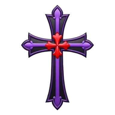 Gothic tall black and red and purple cross with white laces sticker
