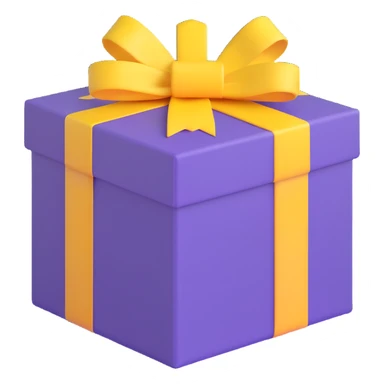 gift box, purple with yellow ribbon sticker