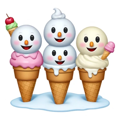 snowmen with ice cream sticker