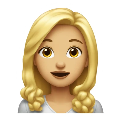 A blonde girl sends an air kiss sticker