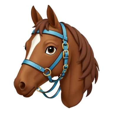 Hermès-style horse head with elegant leather harness, simple, cute sticker