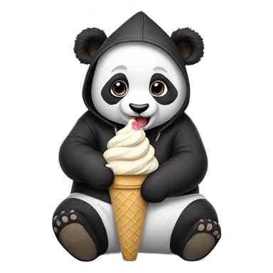Panda eating ice cream and wear hoodie sticker