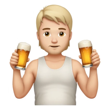 Emoji beauf avec un coupe de cheveux mulet accentué, un ventre vraiment rond, un débardeur et une bière dans la main sticker