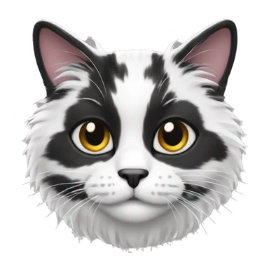 Cat black and white poils longs sticker
