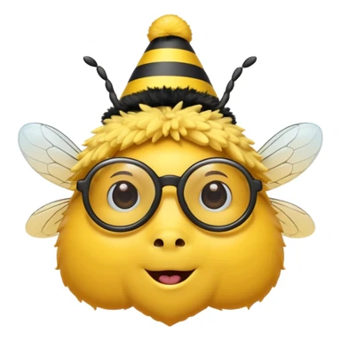 party hat bee with glasses sticker