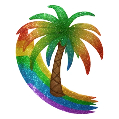 Rainbow Palm Tree with Glitter  sticker