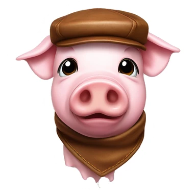 Pig head with leather Muir cap hello bandana around neck sticker