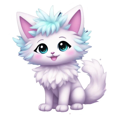 Anthro Cute Fluffy Gorgeous Magical Petite Shiny Colorful Pastel Glitter Sparkle Stars Anime Chibi Fantasy-Animal-Fakémon-Pokémon-Hybrid Fur Sona Aesthetic Trending Style Full Body sticker
