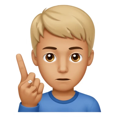 boy making wtf face and showing middle finger sticker