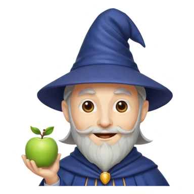 cheerful wizard, simple, apple style emoji sticker