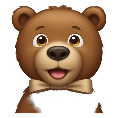 brown bear wearing a light brown bow sticker