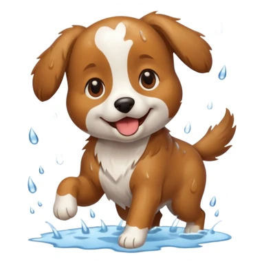 a dog playing in the rain sticker