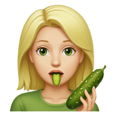 Blonde Naked woman pickle in mouth sticker