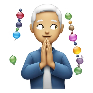 picture of prayer beads and praying hands in a cartoon thought bubble  sticker