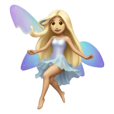 Iridescent fairy flying long hair blonde full body sticker