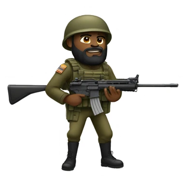 soldier black man with beard rifle aiming sticker