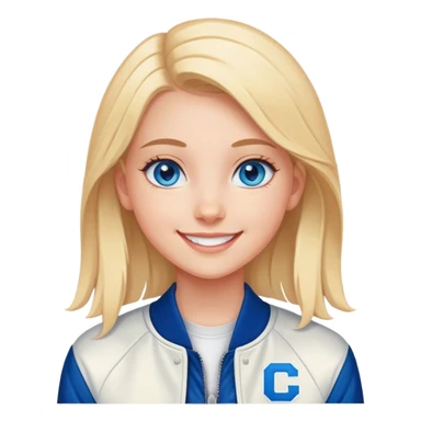 smiling girl in letterman jacket Blue eyes sticker
