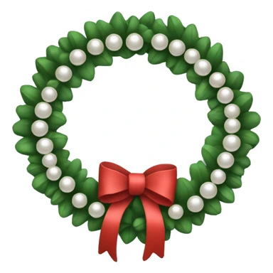 A Christmas wreath designed like a circle of pearls with a tiny black bow. sticker