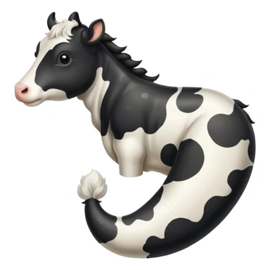 realistic white and black spotted cow tail slight curl at the end sticker