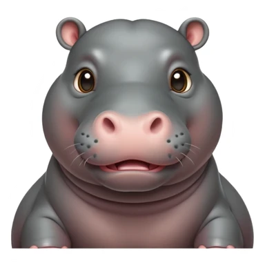 cinematic-cute baby hippo-portrait-emoji,-poised-and-regal,-with-a-massive,-robust-build-and-a-smooth,-sleek-slate-gray-hide,-deep-set-soulful-eyes,-simplified-yet-sharp-and-sophisticated-features,-highly-detailed,-glowing-with-a-soft radiance sticker