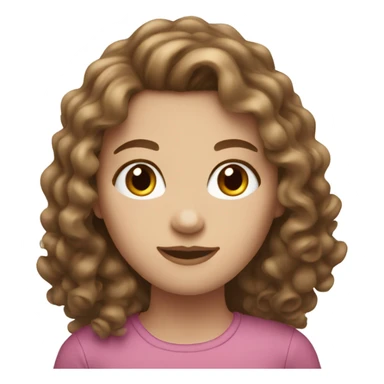 White girl with long brown curly hair sticker
