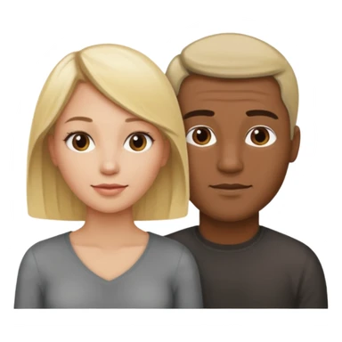One woman medium length blond highlights hair
One man medium dark skin no hair sticker