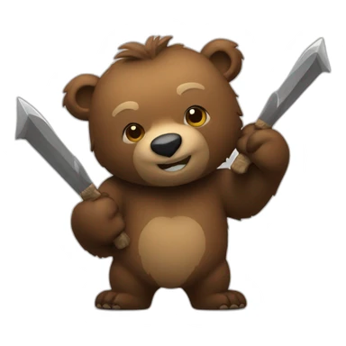 Grizzly bear with melee weapons sticker