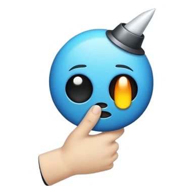 Trauriger Emoji hat eine Kanone in der hand zielt auf sein eigenen Kopf und lacht  sticker